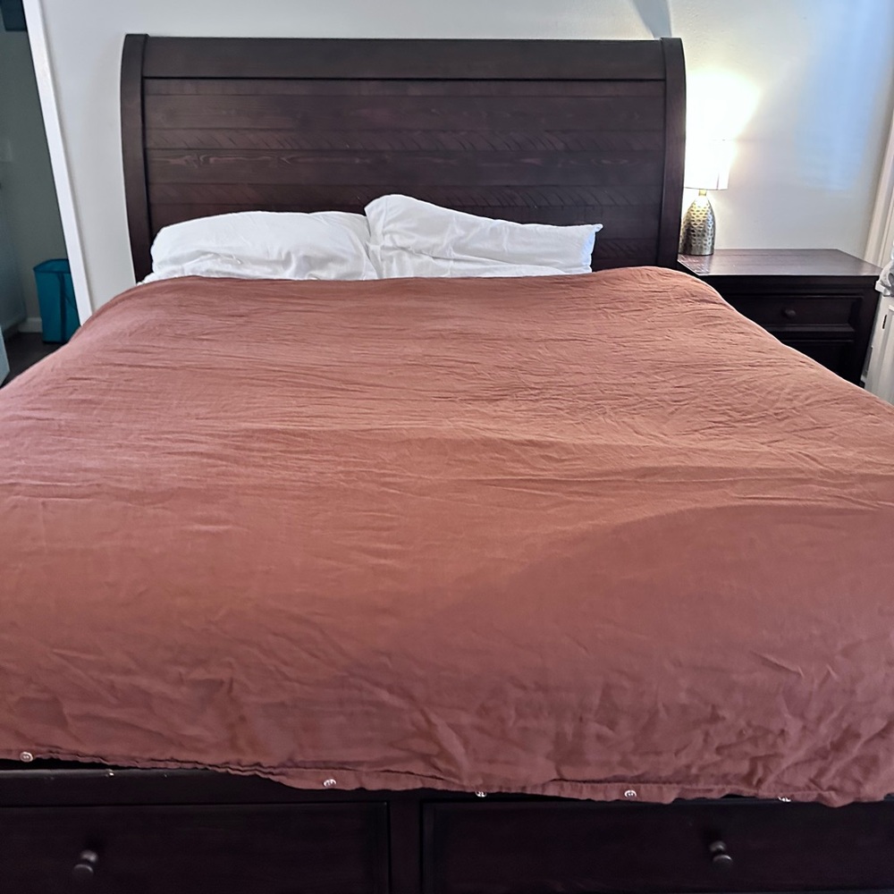 The Citizenry 100% French Linen Duvet Cover Terracotta Colored King B35 - Picture 11 of 13
